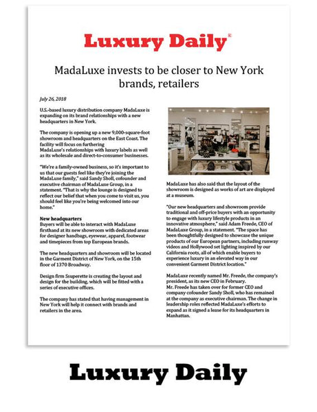 Luxury Daily: MadaLuxe invests to be closer to New York brands, retailers