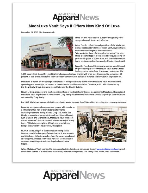 California Apparel News: MadaLuxe Vault Says It Offers New Kind Of Luxe