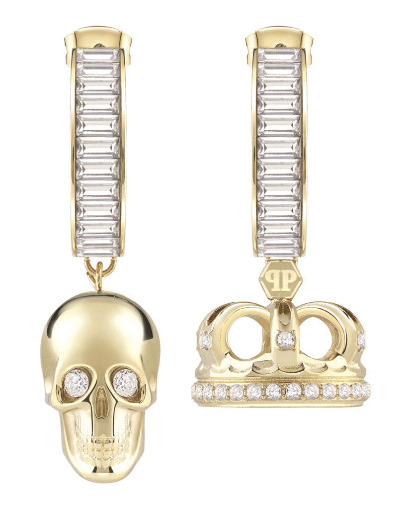 $kull Crown Crystal Hoop Earrings