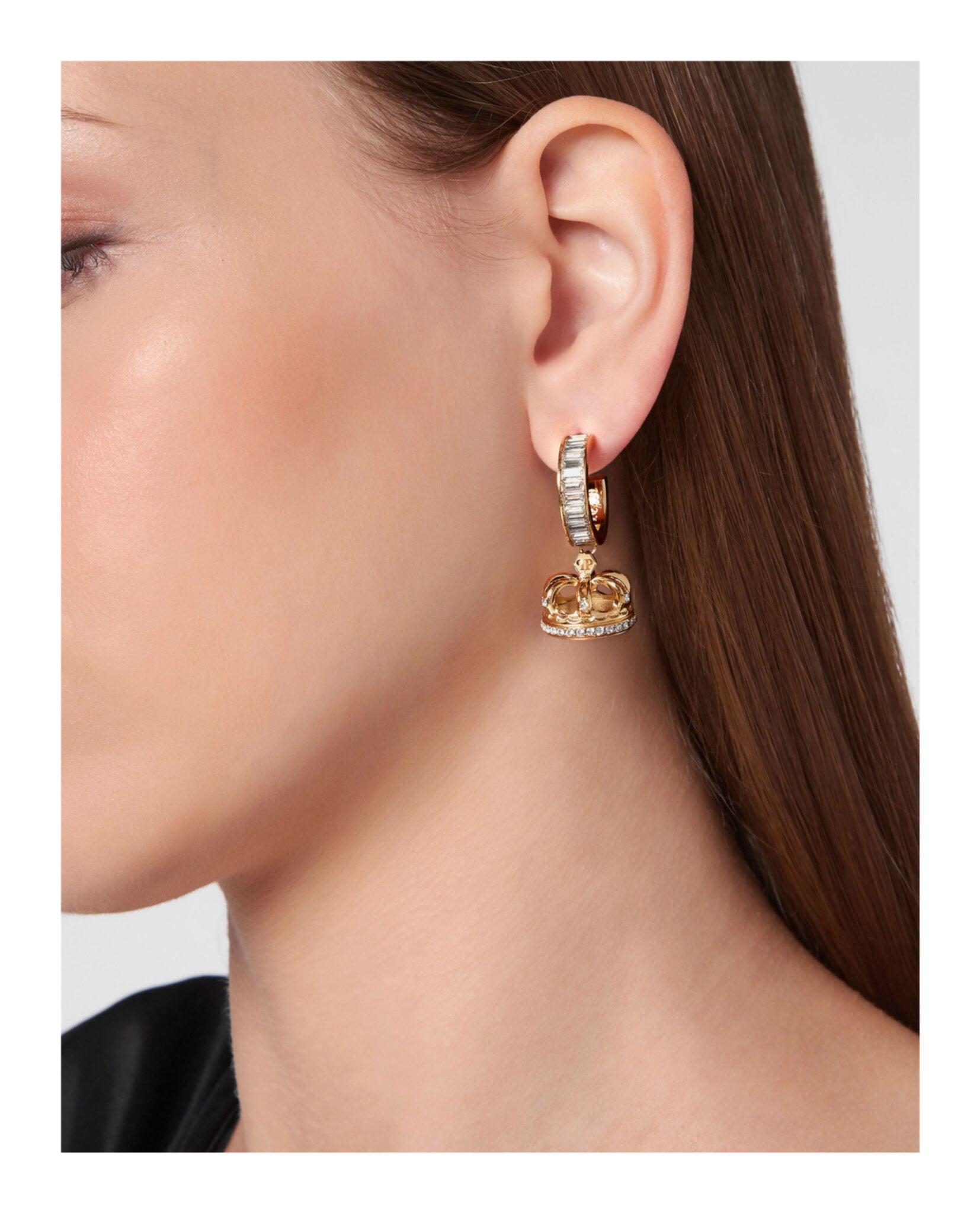 $kull Crown Crystal Hoop Earrings