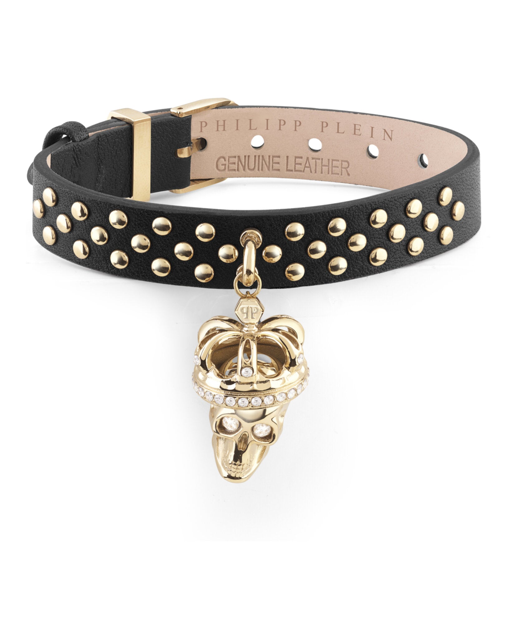 $kull Crown Crystal Calf Leather Bracelet