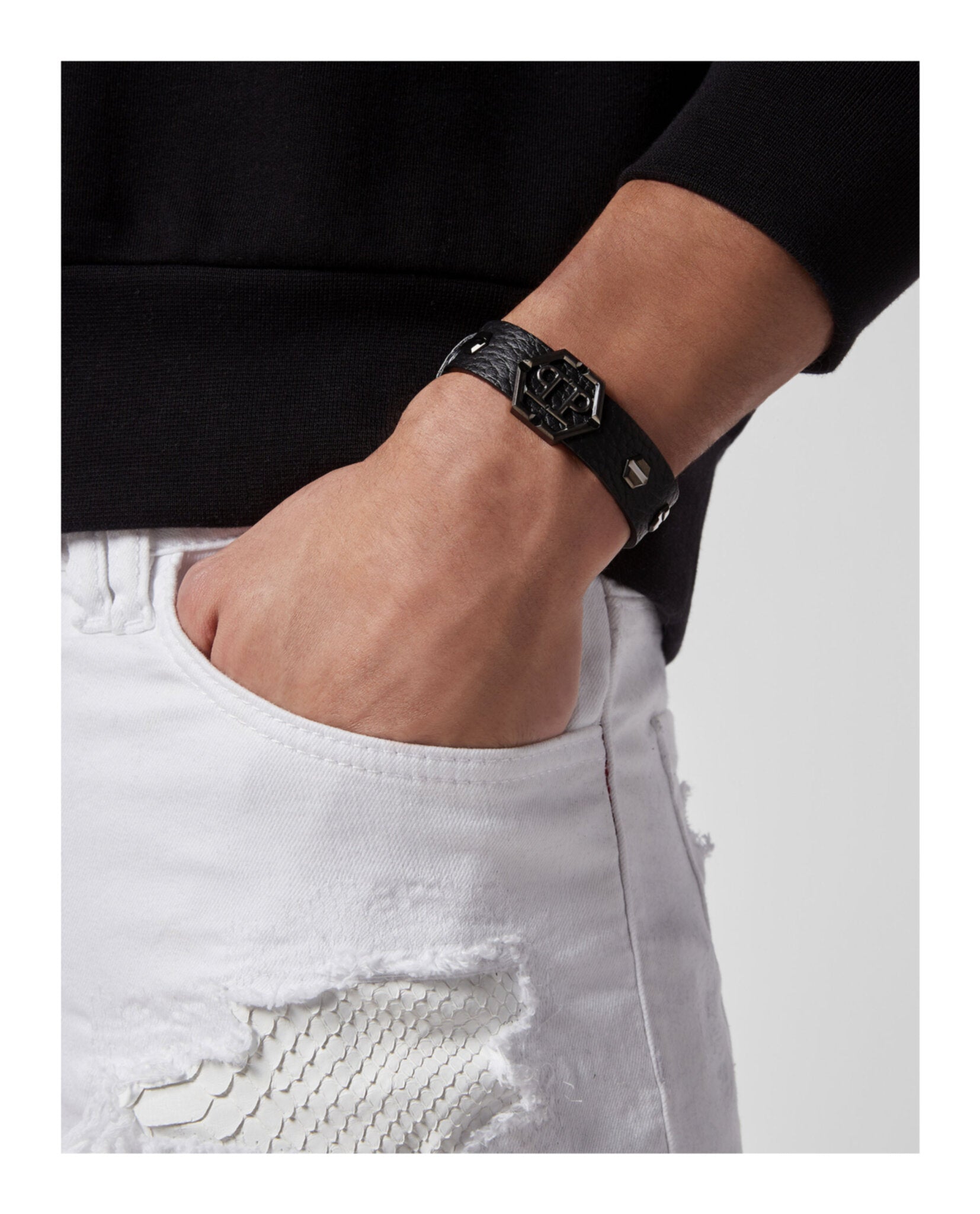 Hexagon Calf Leather Bracelet