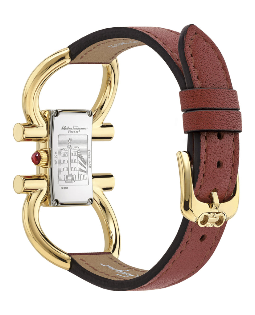 Double Gancini Leather Watch