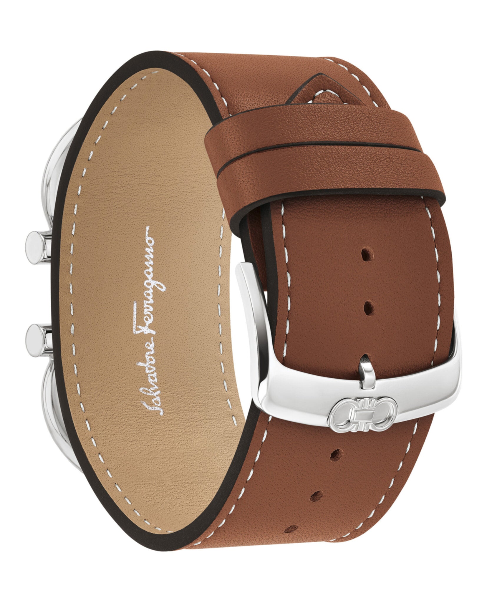 Double Gancini Leather Cuff Watch