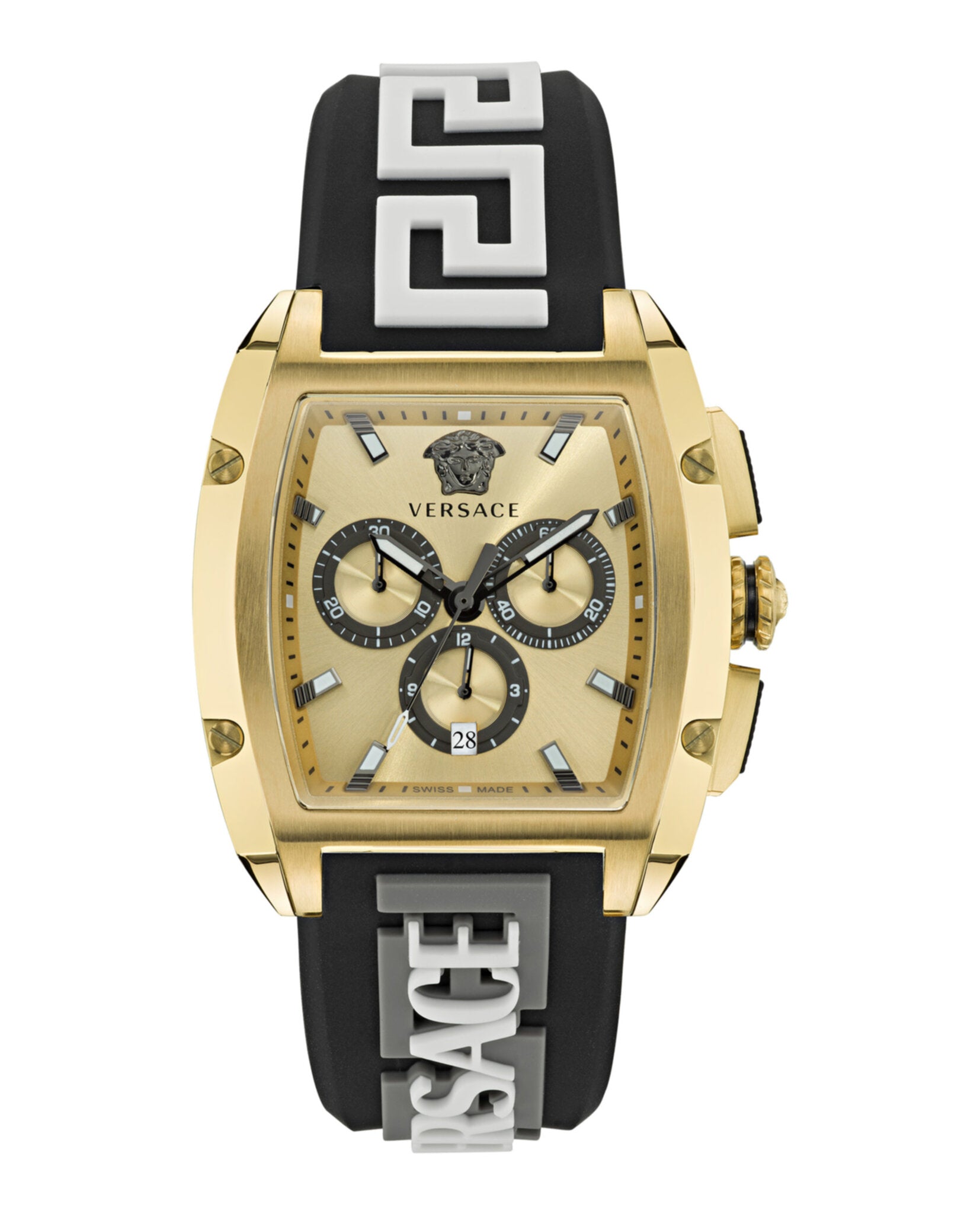 Versace Men's Dominus IP Yellow Gold Silicone Strap Watch, 42mm Pnul