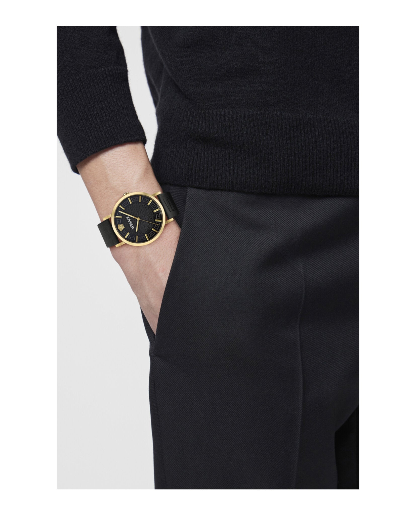 Versace Greca Slim Leather Watch