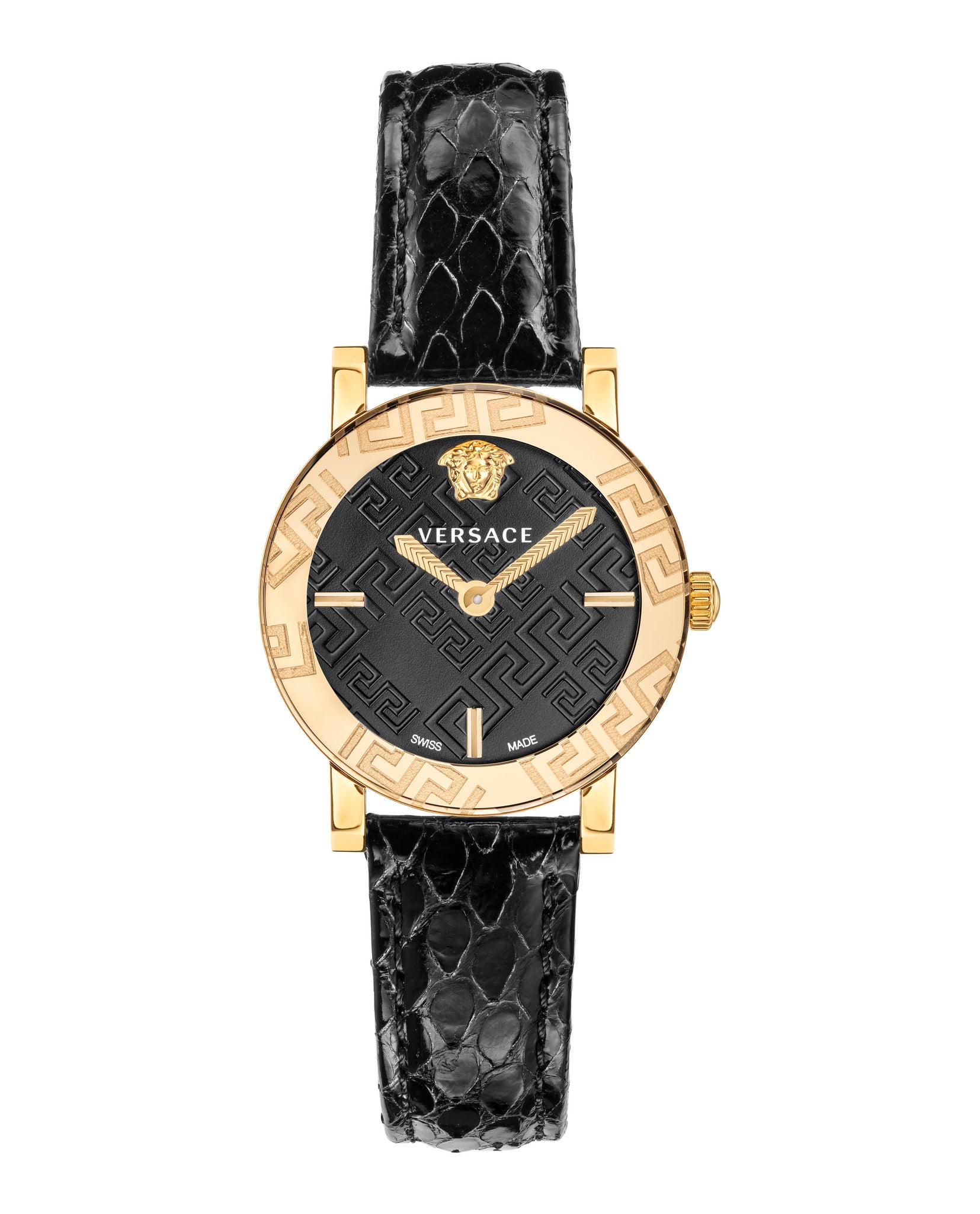 Greca Glass Leather Watch
