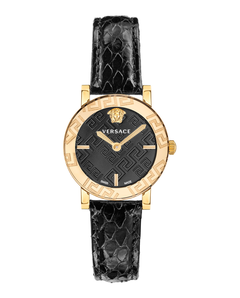 Greca Glass Leather Watch